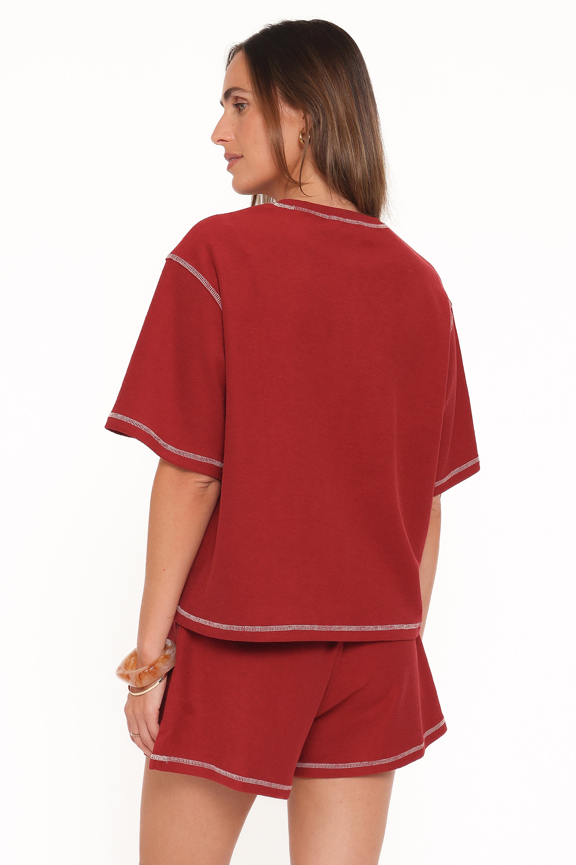 Melody Knit Short Set - Burgundy