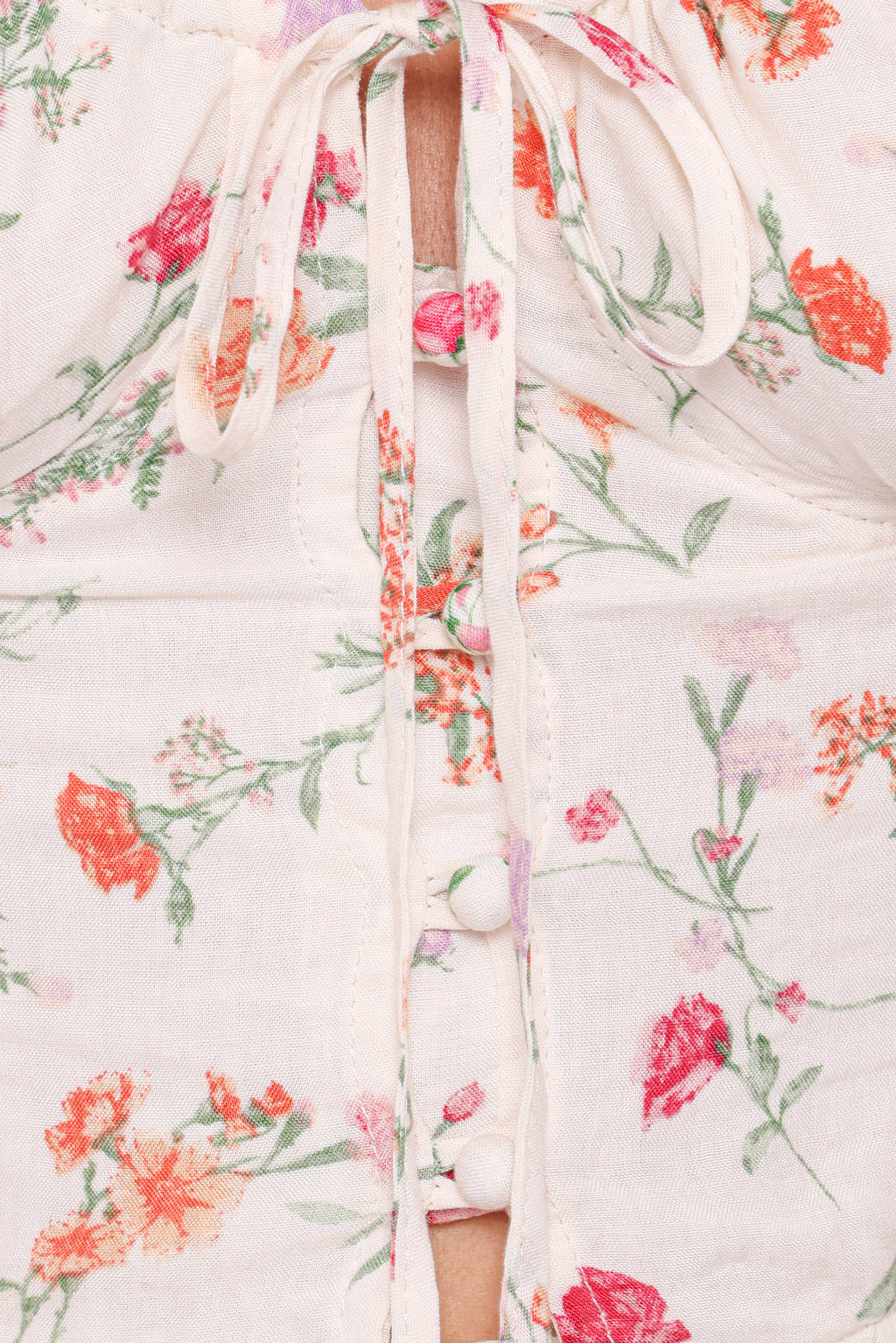 Antonia Lace Trim Top - White Poppy Rose