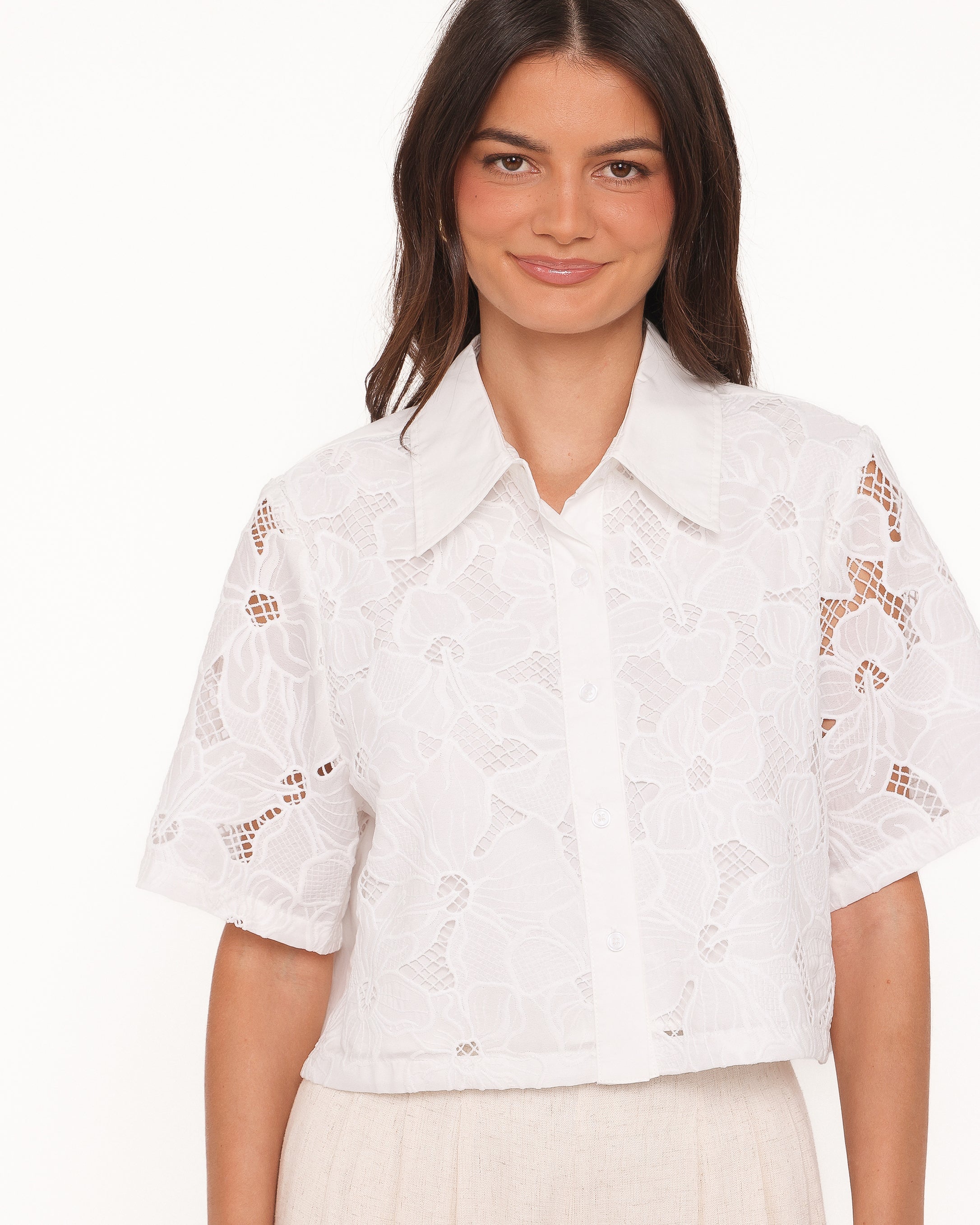 Fidelma Cropped Shirt - White